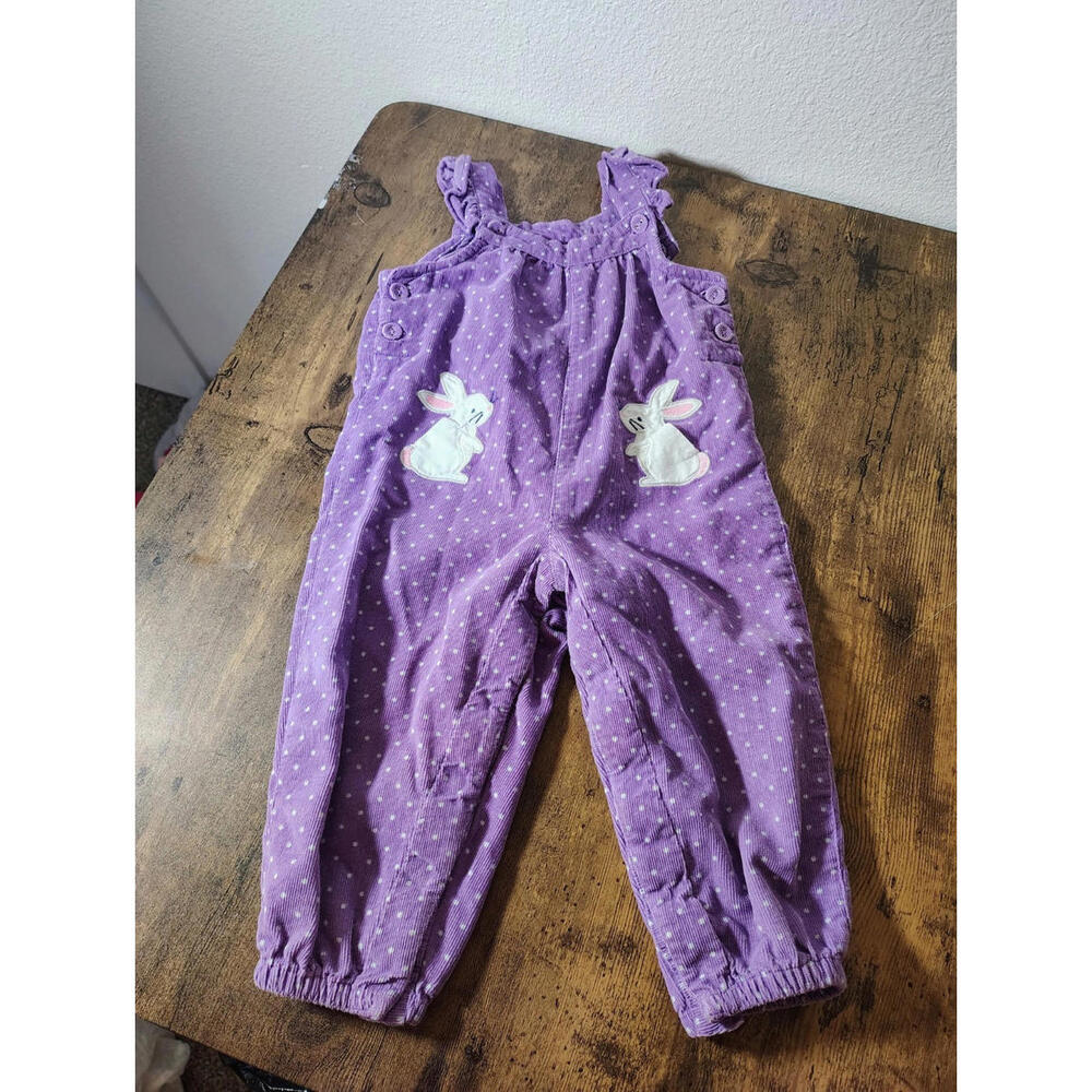 Baby Girl 12-18  Easter Bunny corduroy Jumper Purple Jojo Maman Bebe 100% cotton